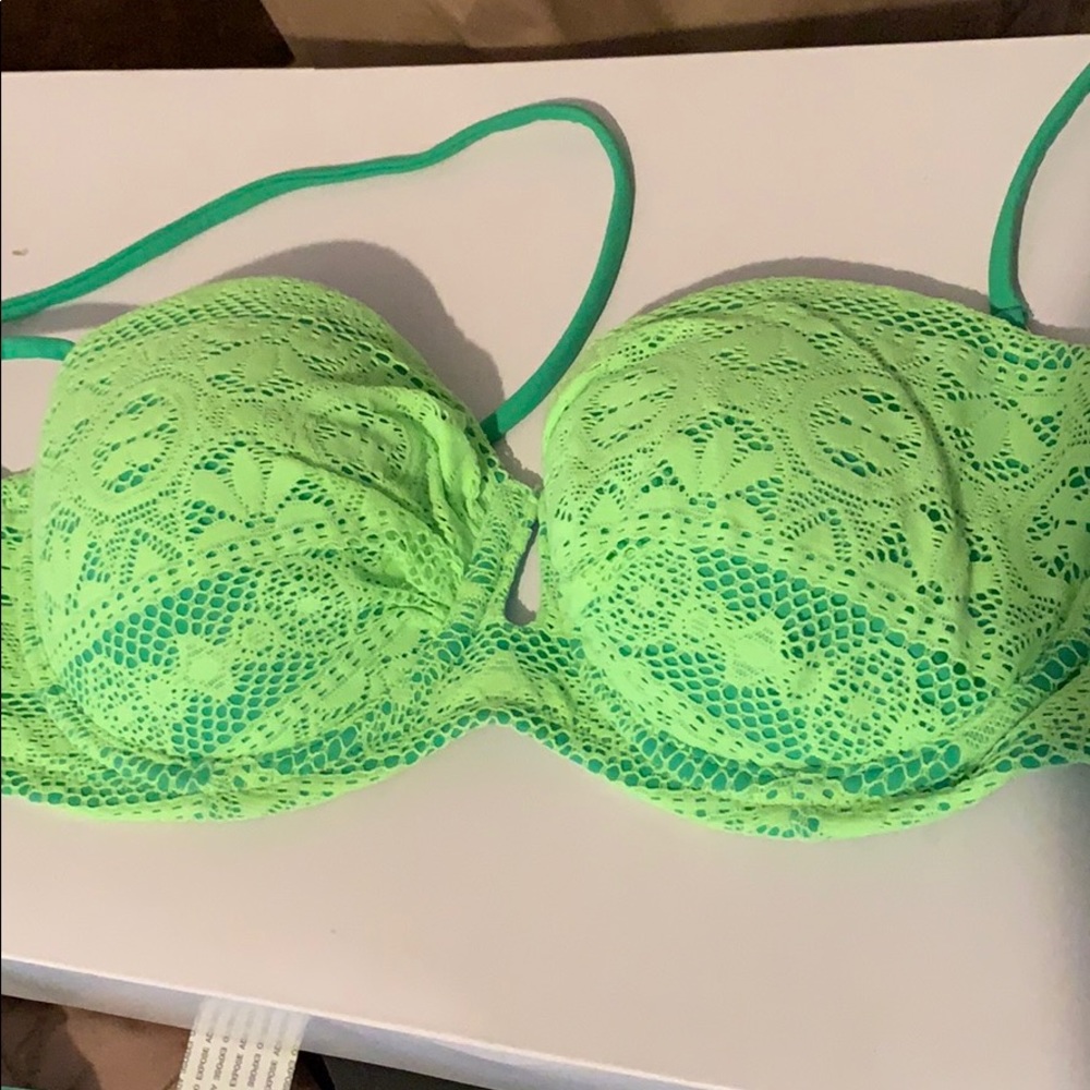 Vs lace neon green bathing suit top